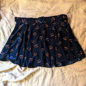 Modcloth x Collectif Adore Jackolantern Pumpkin Glitter Velvet Skater Skirt US22